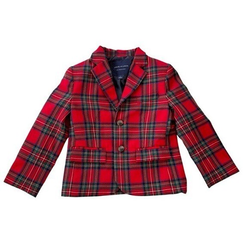 NEW Janie and Jack The Tartan Wool Holiday Blazer Red Plaid Size 4 retail $119 - Picture 3 of 11