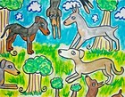 Doberman Pinscher "Dobie Park" Collectible 5x7 Print Dog pop Art by Artist Ksams