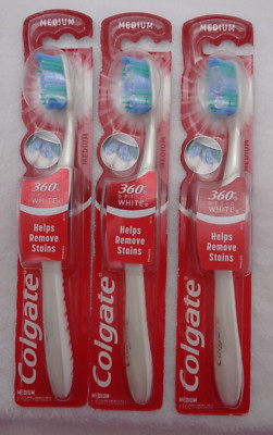Lot of 3 Colgate Optic White 360 Bristle Manual Toothbrush Medium