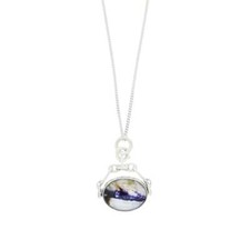 Derbyshire Blue John Silver Reversible Spinning Pendant and Chain DBJ270