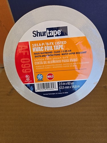 2 ROLLS SHURTAPE # AF 099 HVAC FOIL TAPE 2.5" X 60 YD / 16 ROLLS 1 BOX $159.95 - Picture 3 of 7