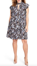 Rachel Rachel Roy Womens Ruffle Sleeve Floral Shift Dress Sz 2X L78922