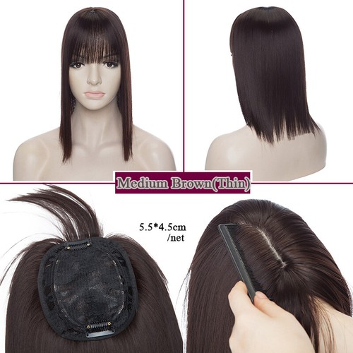 100% Thin as Human Hair Topper Toupee Clip in Hairpiece Top Hairpiece For Women - Picture 38 of 49