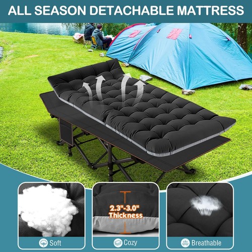 NAIZEA Cuna de Camping de Gran Tamaño 78x32x18 pulgadas XXL Cama Plegable con Colchón Bolsa de Transporte - Imagen 11 de 48