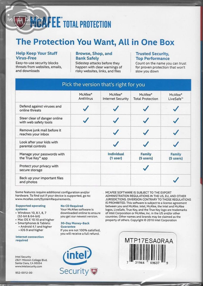 McAfee Total Protection 2017 1 Year 10 Devices - Image 2 of 2