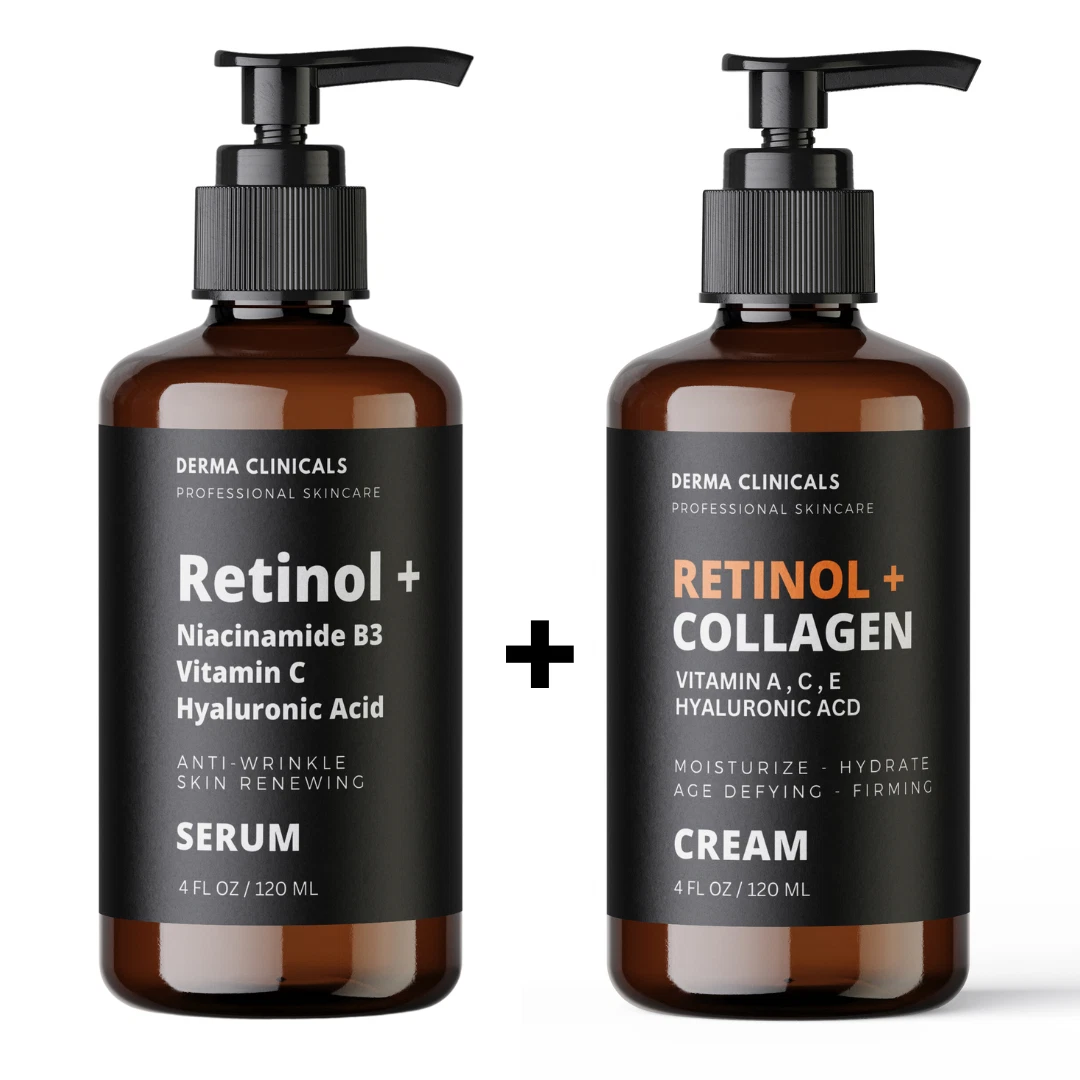 2 PK Retinol, Niacinamide Vita C Hyaluronic Acid Collagen Wrinkle SERUM + CREAM
Opens in a new windo