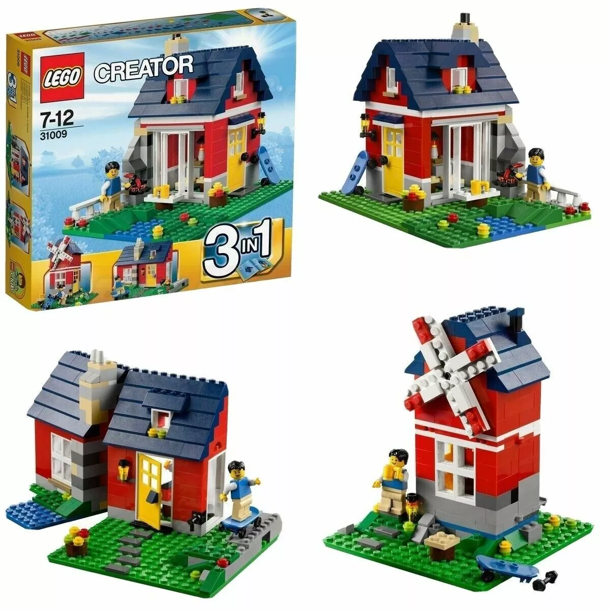 sum atlet Ark NEW LEGO Creator Small Cottage 31009 Vacation Home 3-in-1 Windmill Skaters  House | eBay