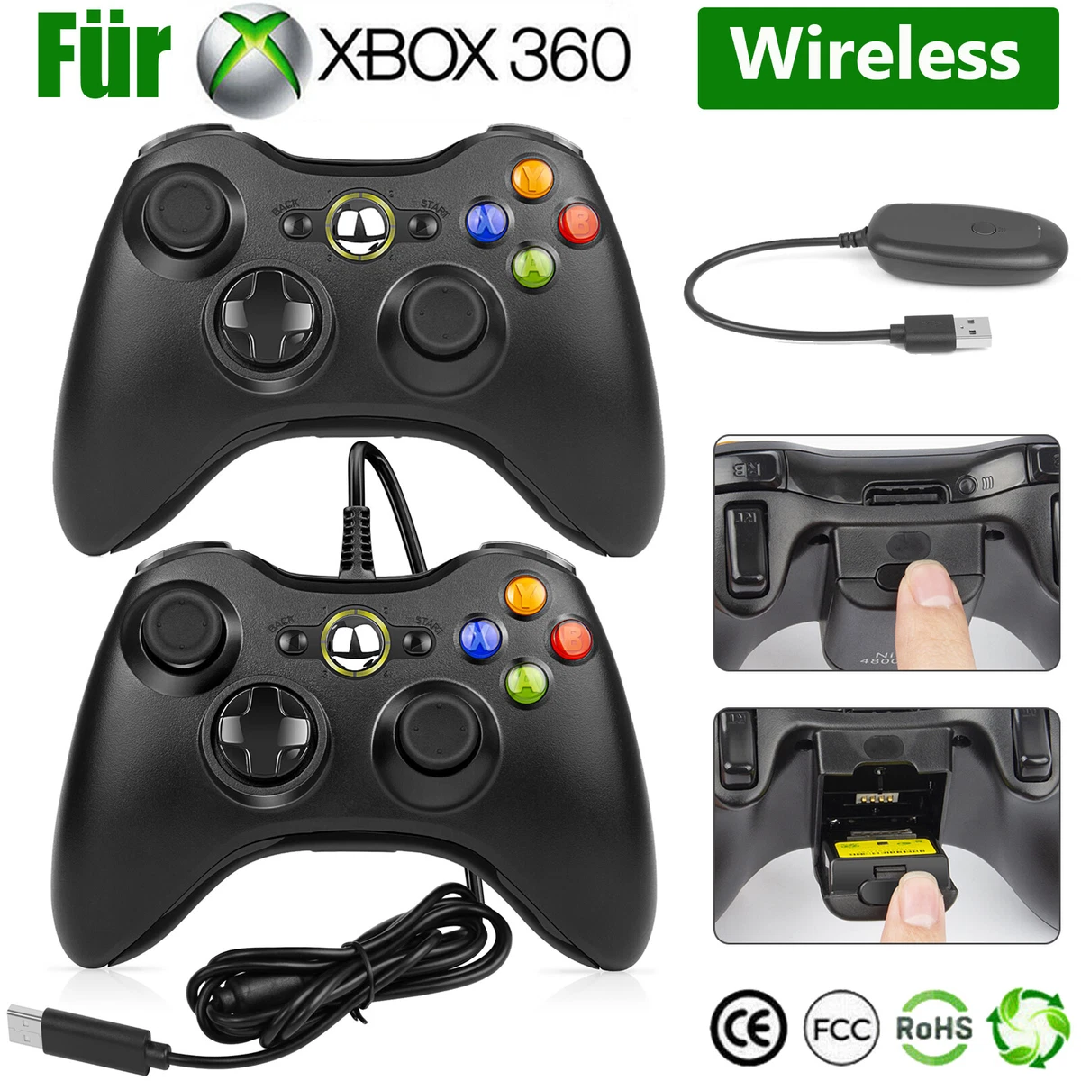 Produktbild von Kabel-Controller Für Xbox 360 – Kompatibel Mit Konsole & PC, USB-Anschluss – Ergonomisches Gamepad
