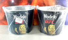 MODELO BEER UFC GALVANIZED ICE BUCKET PAIL PAIR LOT 2 BUILT IN OPENER BLUE NEW