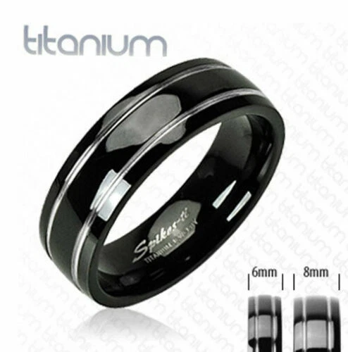 Onyx Anillos de banda de titanio para De hombre