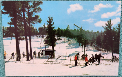 Pine Mountain Lodge Ski School Iron Mountain Michigan 1960's Unused Postcard