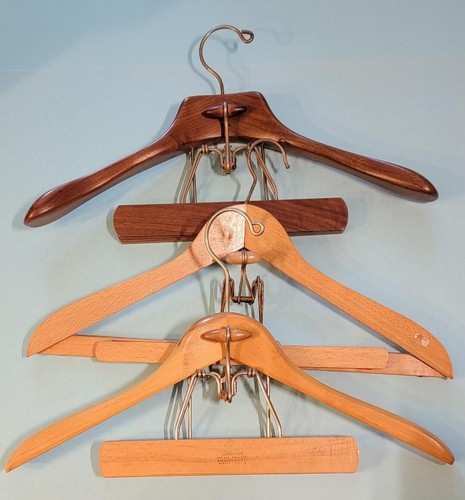 Lot Of 3 Vintage Wood Suit Hangers for Coat & Pants 2 The Setwell 1 Unbranded