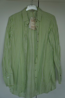 VICCI  Germany Damen Long- Bluse einen Gr. S Streifen Lime-Weiß NEU mit Etikett