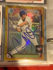 CARL WISE AUTOGRAPHED SIGNED 2015 BOWMAN CHROME REFRACTOR GOLD CARD TORONTO BLUE