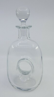 Tarnow Decanter with hole in the center crystal Clear Glass 13 in Tall, MCM