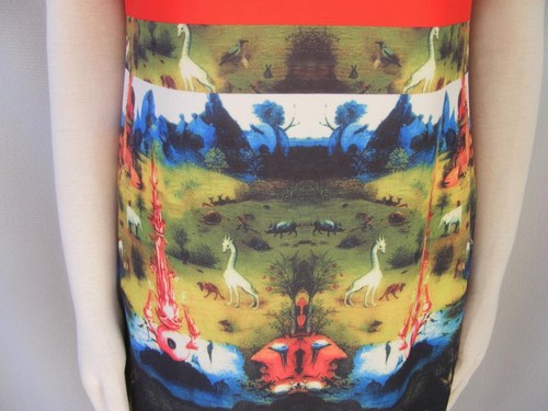 Garden of Earthly Delights Dress M Heavenly Religious Angels Animals Vtg Korea - Picture 7 of 8