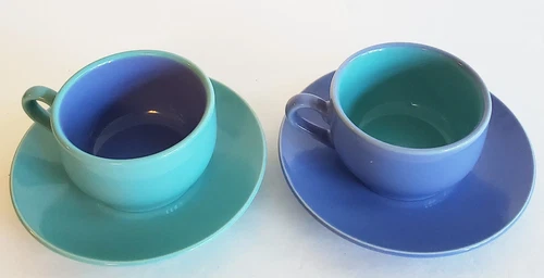 Lindt-Stymeist Colorways  Cups & Saucers Demitasse (Set Of 2) Vintage Tea Coffee