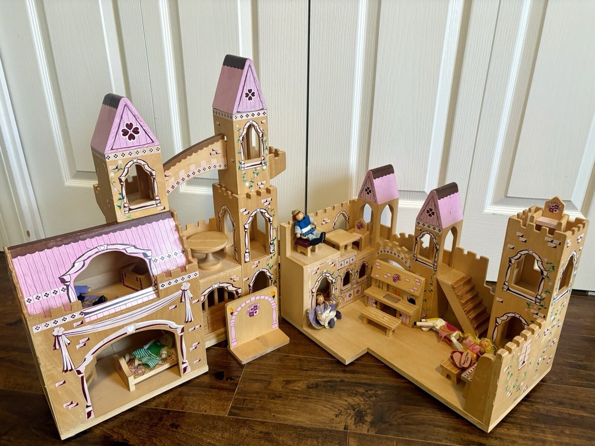 Melissa And Doug Castle Folding Wooden Princess Royal Family Castle  Furniture