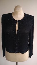Vintage Stenay Women  s Black Beaded Long Sleeve Jacket 100 Silk Size Medium
