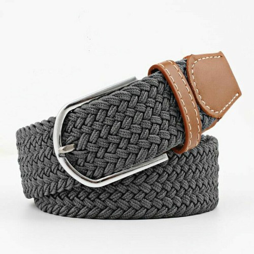 Waist Belt Elastic Woven Buckle Canvas Men's Stretch Braided Straps Waistband - Picture 21 of 26