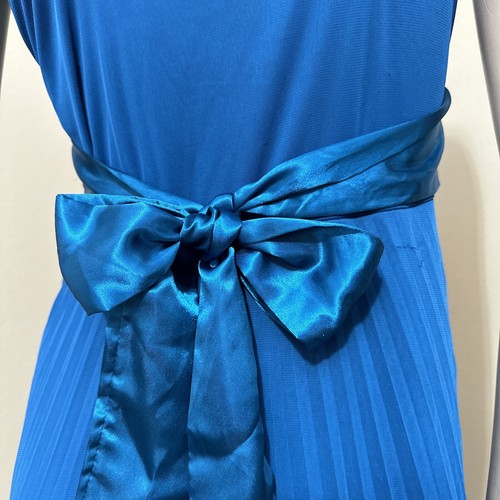 Women’s Teal Polyester Party Stretch Lined Pleated Beaded Size M Dress Sundress - Picture 19 of 21
