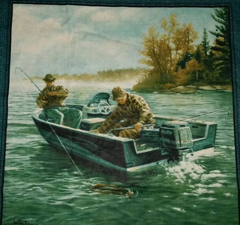 TWO 16" FISHERMAN FISHING SEA BASS BOAT FISH RIVER LAKE THROW PILLOW COVER CASE