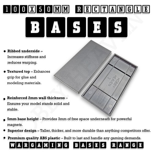 100x50mm Rectangular Liso Wargaming Bases de Plástico Warhammer Totalmente Nuevo Wargames - Imagen 4 de 21