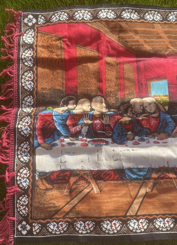 LARGE RUG/ WALL HANGING THE LAST SUPPER 38 X 60 INCHES NO SIGNS OF USE - Picture 2 of 7