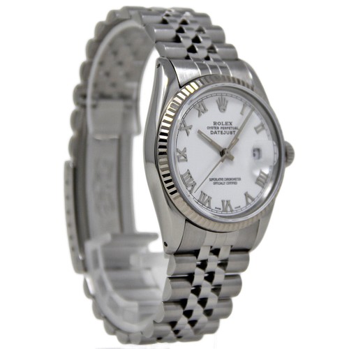 Rolex Datejust 36mm Steel & Gold White Roman JUBILEE FLUTED 16014 2YRWTY #2028-4 - Picture 3 of 5