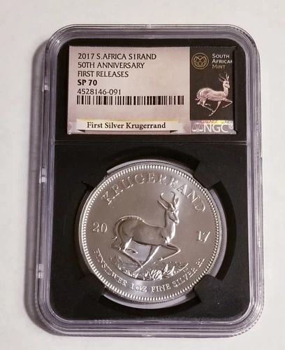 2017 South Africa Silver 1 Krugerrand NGC SP 70 50th Anniversary First Releases