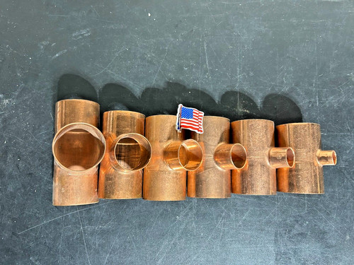 6 - EPC NIBCO 2" COPPER REDUCING TEEs 1 OF EACH NEW SWEAT FITTINGS.MADE IN USA