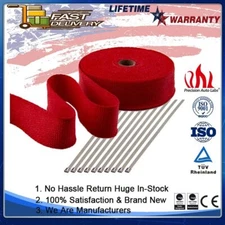 2" x 50' Exhaust Heat Wrap Roll Fiberglass Heat Shield Tape with Stainless Ties