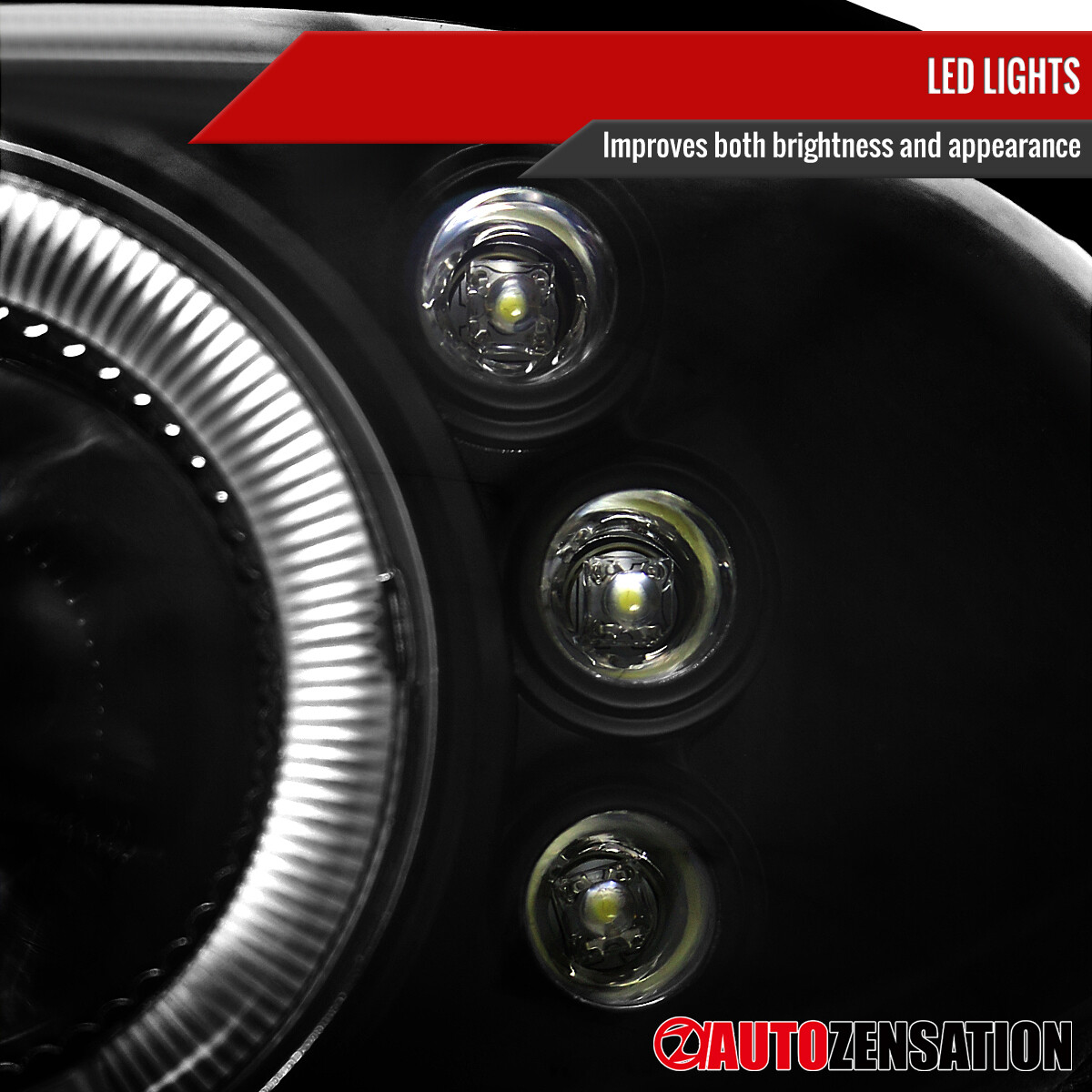 Fit 1998-2002 Chevy Camaro Black LED Halo Projector Headlights Lamps Set 98-02