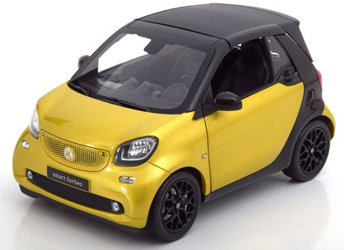 Smart Fortwo Cabrio Soft Top 2014 Yellow Black NOREV B66960289 1/18 A453 Yellow - Picture 2 of 5