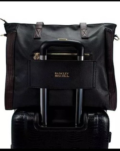New Badgley Mischka Women's Travel Weekender Tote XL Black Brown Bag - Picture 7 of 7
