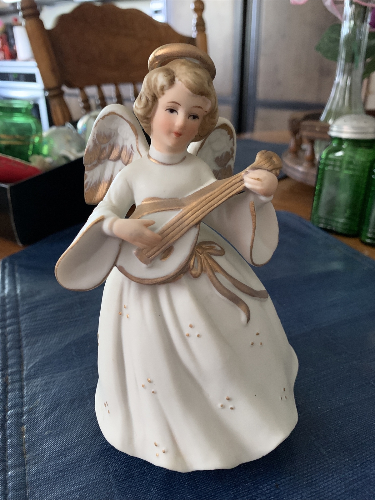 Rare Vintage 7” Porcelain Angel w/Mandolin Berman & Anderson Music box eBay