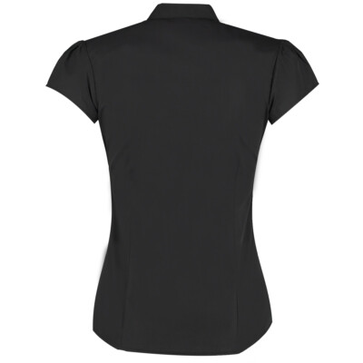 Camicia Donna Kustom Kit K727 Colletto Mandarino Manica Corta - Slim Elegante Nero/Bianco
