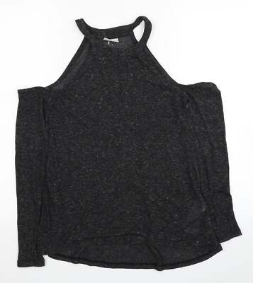 Noisy may Womens Black Polyester Blend T-Shirt Size XS Halter - Cold Shoulder