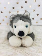 Aurora Plush Husky Wolf Dog 13 Stuffed Toy Gray Cream Realistic