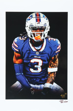 Josh Barton Signed DAMAR HAMLIN Buffalo Bills- 12x18 LE Lithograph #13/250