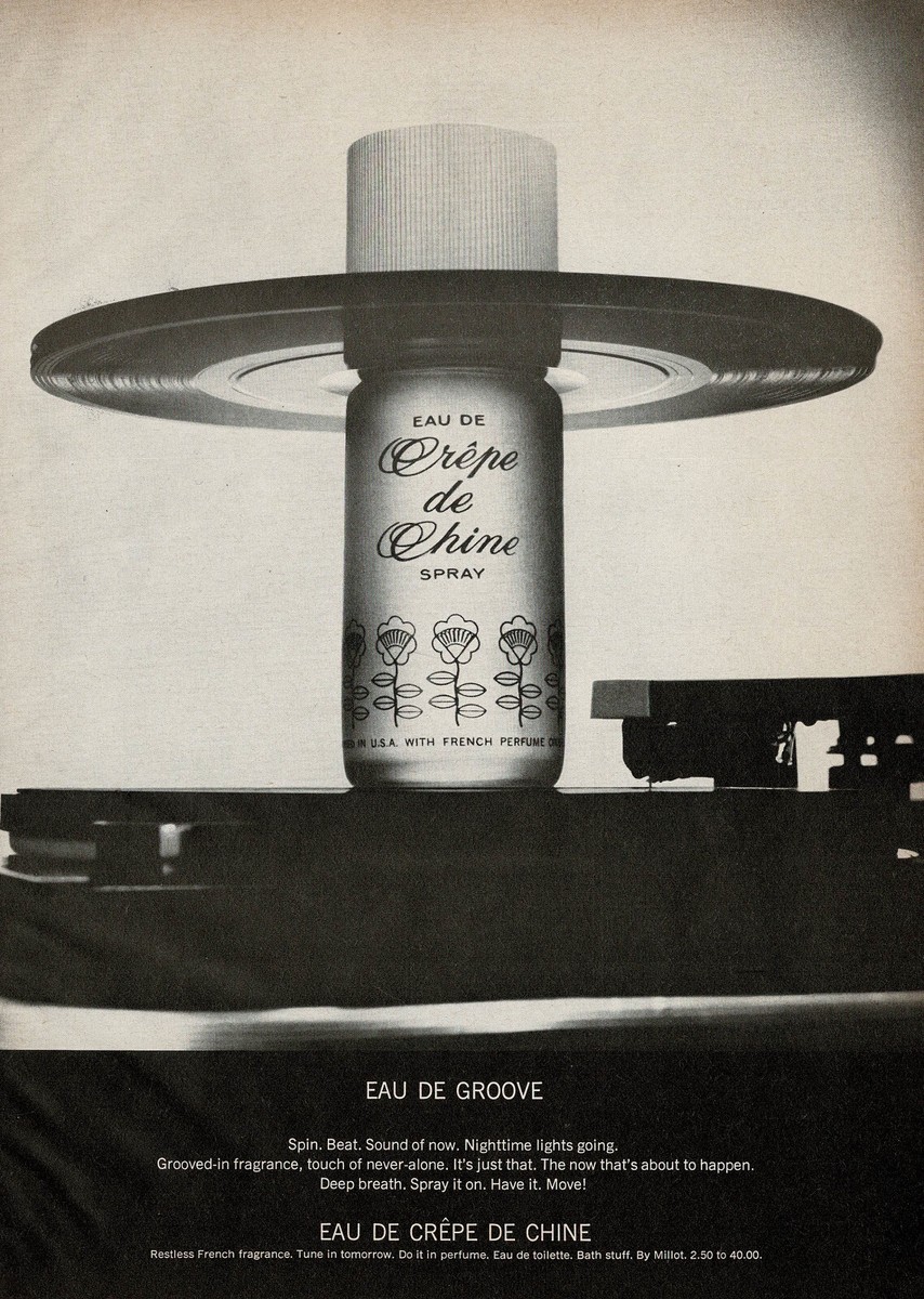 1960s Vintage Millot Crepe de Chine Perfume Record Turntable Photo