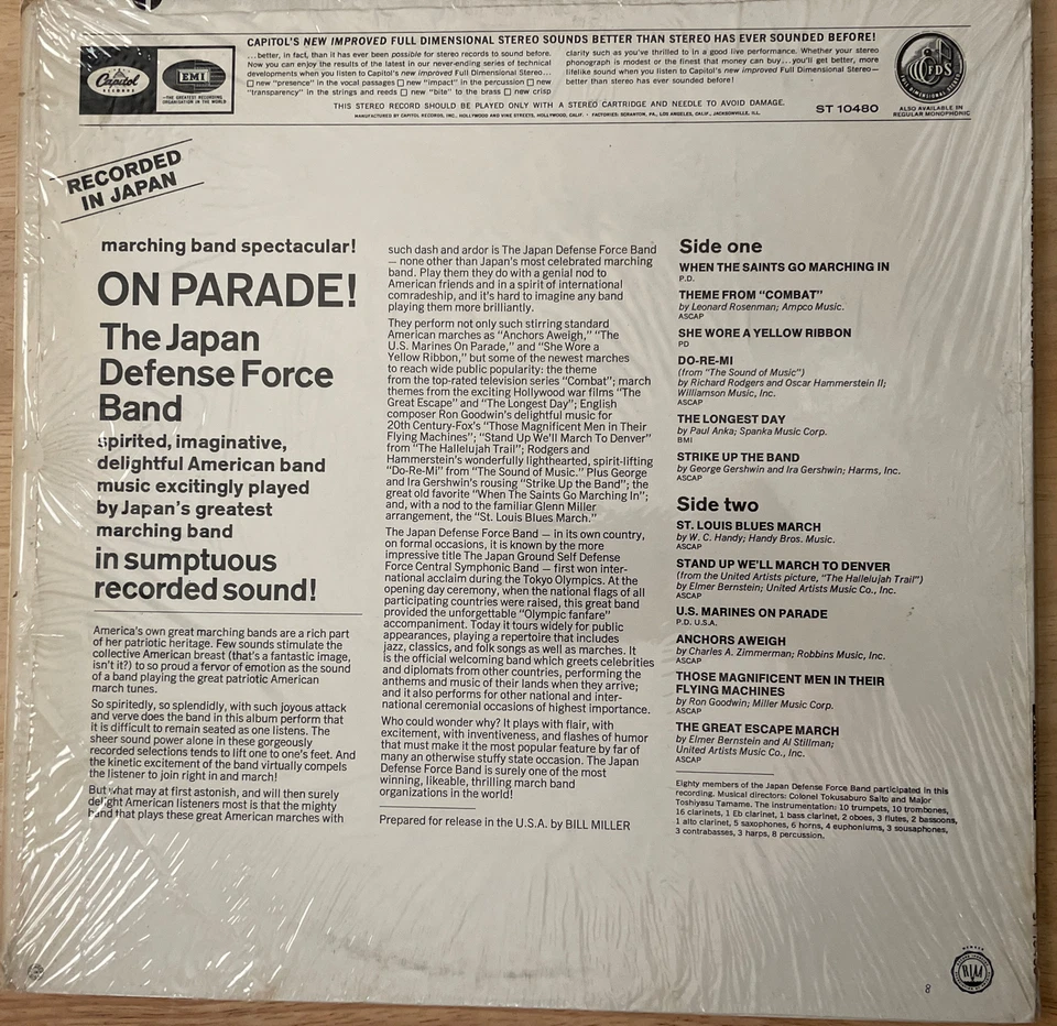 JAPAN DEFENSE FORCE BAND: on parade! CAPITOL 12" LP 33 RPM Foto 2 de 4