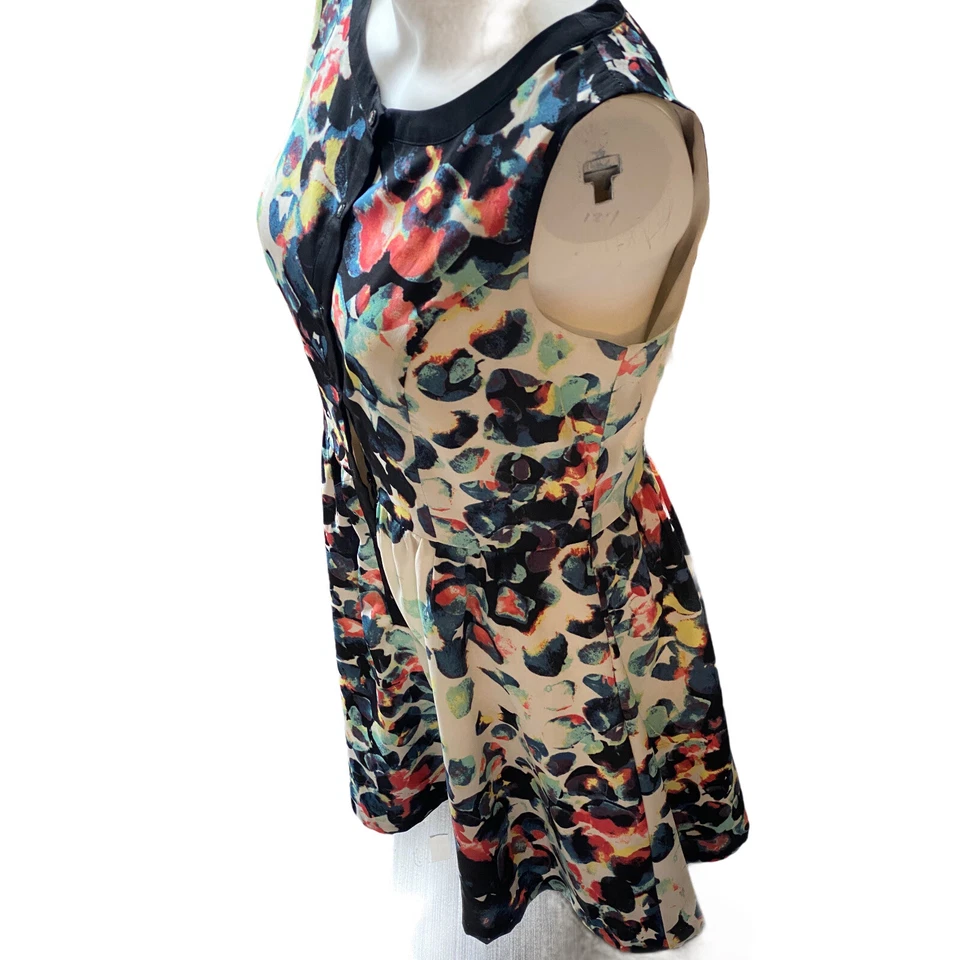 Mac & Jac Womens Multicolor Splatter Floral Sleeveless A Line Casual Dress Sz L - Image 3 of 4