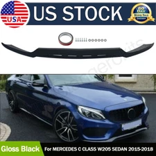 Front Splitter Bumper Lip Fits 2015-18 Mercede C Class W205 C205 C43 Gloss Black