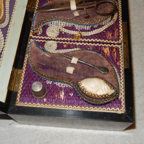 Antique Hand Inlaid Wood SEWING Box Marquetry LOOK INSIDE Notions Marquetry - Picture 14 of 16
