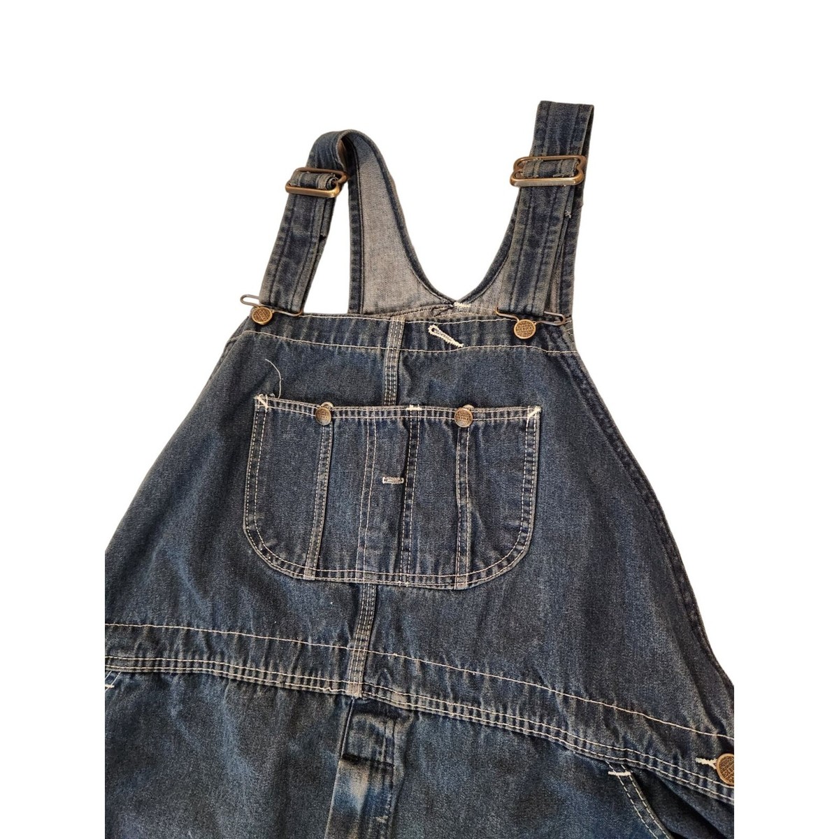 Vintage 80s Roebucks Denim Overalls Mens 48 Blue Jean Farmer Ranch