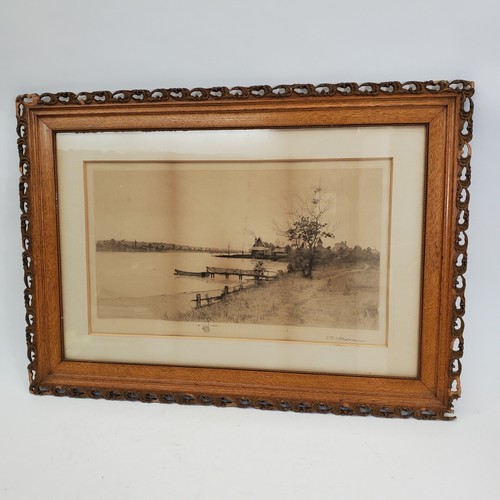Antique (Late 1800s) John Octavius Anderson Signed Original River House Scene - 第 1/24 張圖片