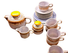 DDR 70er Jahre Service Geschirr orange retro Keramik Elsterwerda 933