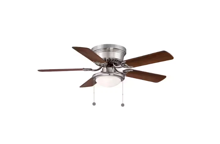 Hampton Bay Hugger 44 in. LED Indoor Brushed Nickel Ceiling Fan with Light Kit - Image 3 of 4