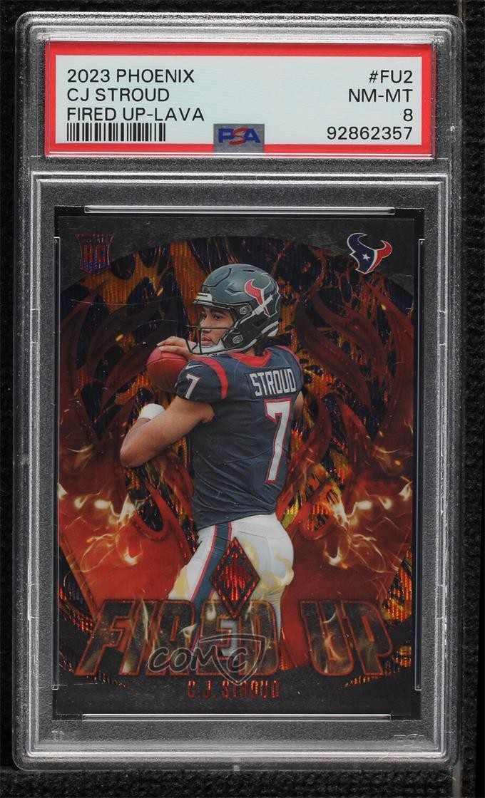 2023 Panini Phoenix Fired Up Lava 126/150 CJ Stroud #FU-2 PSA 8 rf2
